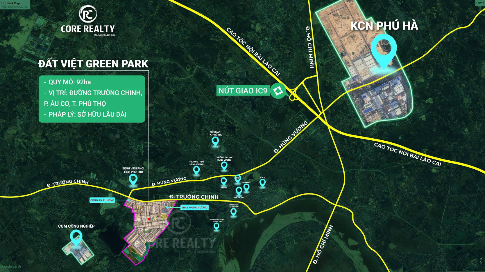 vị trí dự án đất việt green park phú thọ
